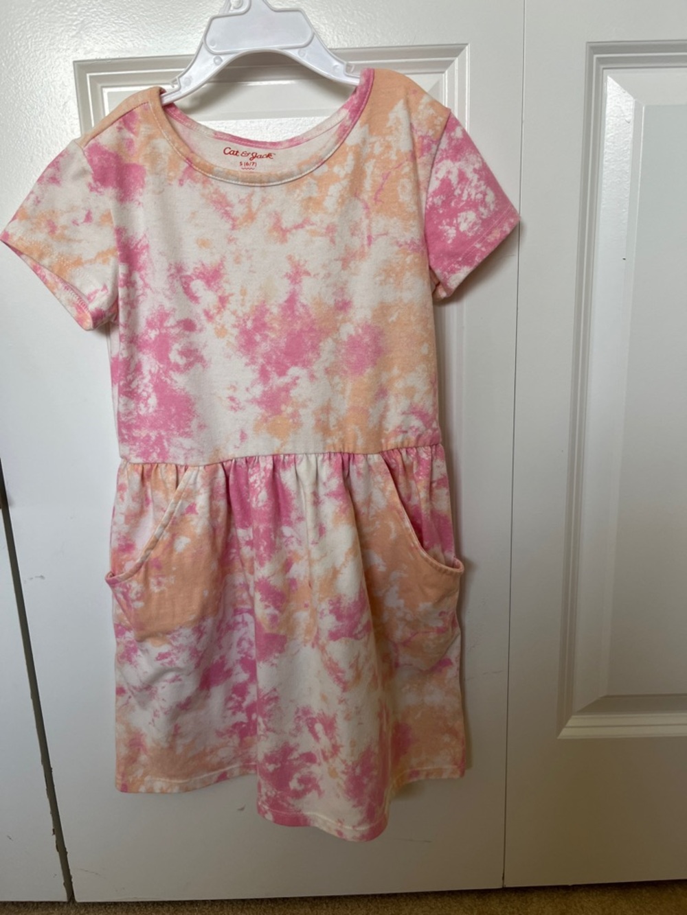 Cat & Jack Pink and Peach Tie-Dye Pocket Dress